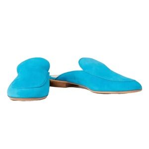 Authentic Gianvito Rossi Women's turquoise Suede  Slip-On Loafers--LIKE NEW
